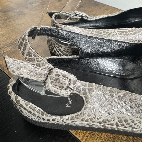 Thierry Rabotin Silver Patterned Peep Toe Flats - Picture 8 of 11